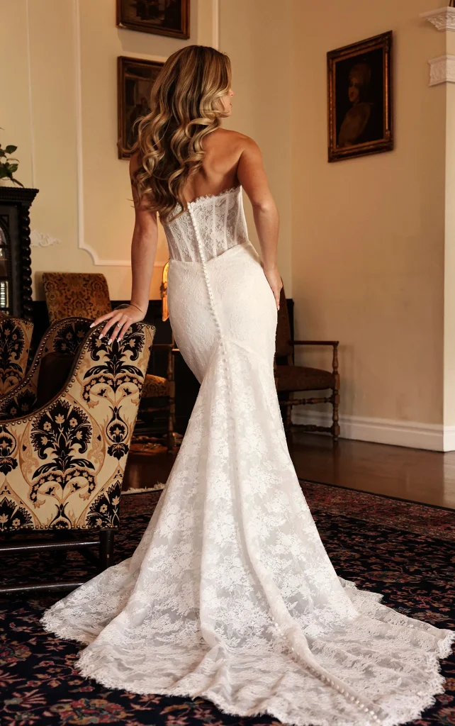 strapless sweetheart bodice, adorned with delicate eyelash lace trim, wedding dresses Orlando